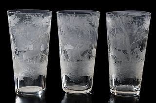 Set of 11 Bohemian Acid Etched Water Glasses