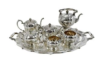 Six Piece Sterling Tea Service with Tray