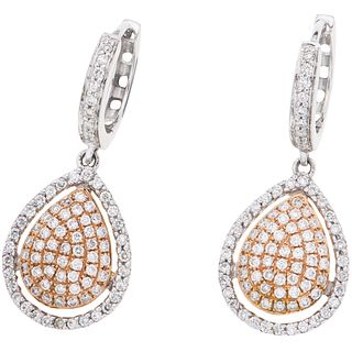 DIAMONDS EARRINGS. 18K WHITE AND PINK GOLD