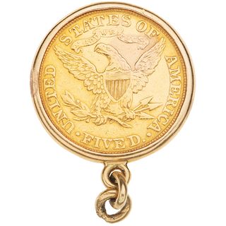 PENDANT WITH DEMONETIZED COIN.  21.6K AND 18K YELLOW GOLD