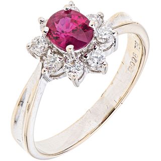 RUBY AND DIAMONDS RING. 18K WHITE GOLD