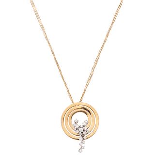 NECKLACE AND PENDANT WITH DIAMONDS. 18K PINK AND WHITE GOLD. DAMIANI, SOPHIA LOREN COLECTION 