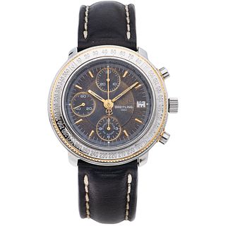 BREITLING ASTROMAT LONGITUDE CHRONOGRAPH. STEEL AND PLATE REF. D20405