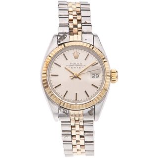ROLEX OYSTER PERPETUAL DATE LADY. STEEL AND 14K  AND 10K YELLOW GOLD REF. 6917, CA. 1978-1979