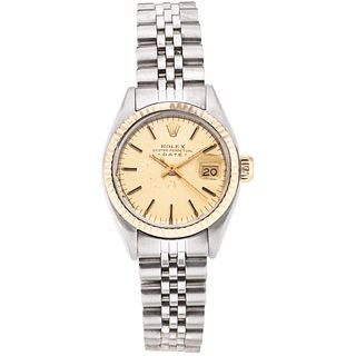 ROLEX OYSTER PERPETUAL DATE LADY. STEEL AND 14K YELLOW GOLD REF. 6917, CA. 1979-1980