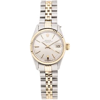  ROLEX OYSTER PERPETUAL DATE LADY. STEEL AND 14K YELLOW GOLD REF. 6517, CA. 1966-1967