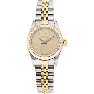 ROLEX OYSTER PERPETUAL LADY. STEEL AND 18K YELLOW GOLD. REF. 67193, CA. 1990-1993