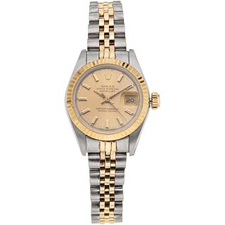 ROLEX OYSTER PERPETUAL DATEJUST LADY. STEEL AND 14K YELLOW GOLD. REF. 69160, CA. 1985-1986