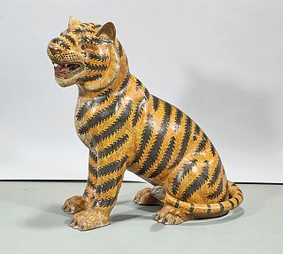 Chinese Cloisonne Metal Tiger