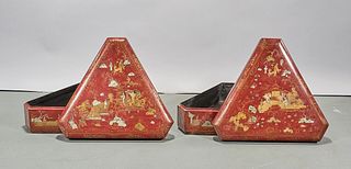 Two Chinese Red Lacquer Covered Boxes