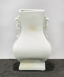 Chinese White Glazed Porcelain Four-Faceted Vase