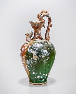 Chinese Tang-Style Sancai Glazed Pottery Ewer