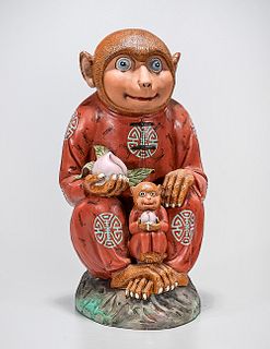Chinese Glazed Porcelain Monkey Figure 