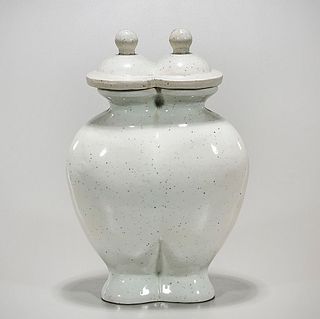 Chinese Glazed Porcelain Covered Conjoined Vase