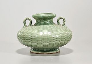 Chinese Green Crackle Glazed Porcelain Vessel