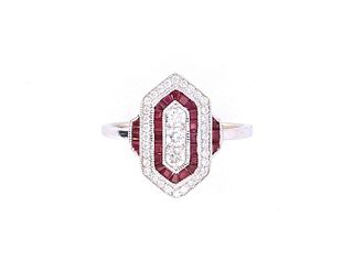 GORGEOUS Diamond & Ruby Art Deco 14K Gold Ring