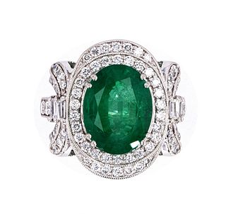 Amazing 4.34 cts. Emerald  & Diamond Ring