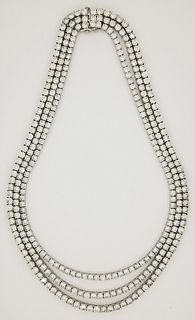 Stunning 18K WG 54ctw 3-Strand Diamond Necklace