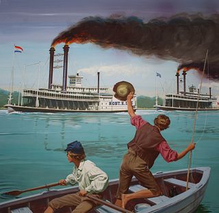 Ed Vebell (1921 - 2018) "Steamboat Race"