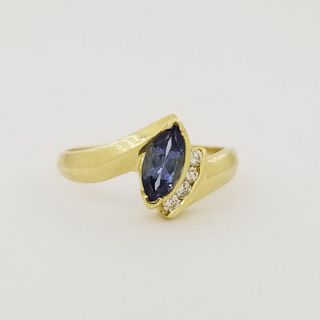 14K Gold Sapphire & Diamond Ring