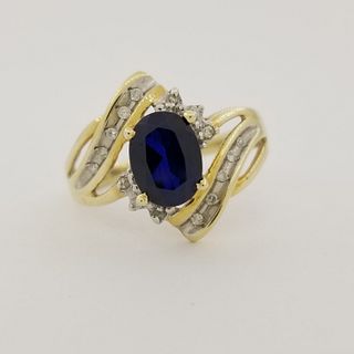 10k Sapphire & Diamond Ring