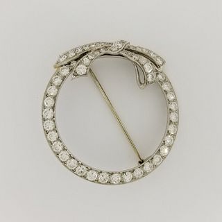 4.25ctw Diamond & Platinum Wreath Style Pin