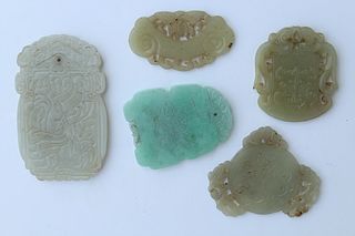 (5) Carved Chinese Stone Pendants
