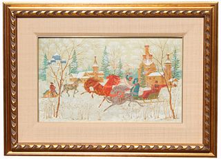 Signed, Russian School Troika Painting