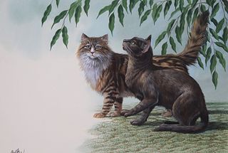 Don Balke (B. 1933) Maine Coon and Burmese Cats