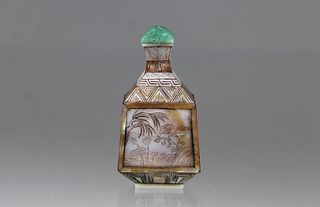 Chinese Mother of Pearl Carved Snuff Bottle