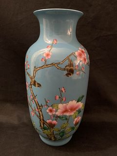 Qing Dynasty Yong Zheng Famille Rose Happiness Vase

