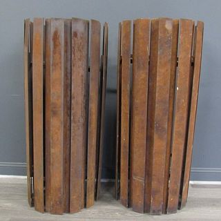 A Pair Of Large Brutalist Style Metal Sconces