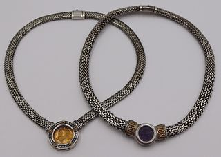 JEWELRY. (2) Italian Sterling & 18k Gold Necklaces