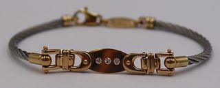 JEWELRY. 18kt Gold Cable Bracelet with Diamonds.