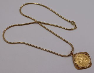 JEWELRY. 14kt Gold Necklace & 1896 Gold Sovereign.