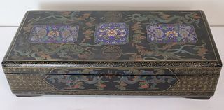 A Lacquered & Decorated Asian Box With Cloisonne