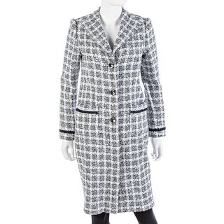 Ella Pritsker Couture Navy Boucle Wool Coat