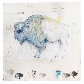 Deborah Donelson. Buffalo Herd, mixed media