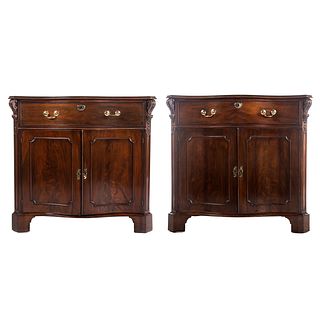 Pair Regency Mahogany Serpentine Cabinets