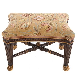 Regency Style Giltwood Upholstered Footstool