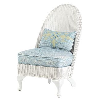 Queen Anne Style Painted Wicker Childs Chair