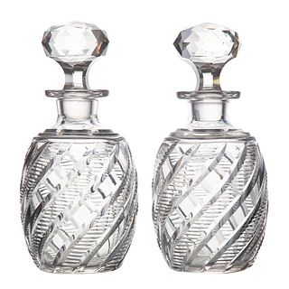 Pair English Cut Glass Decanters