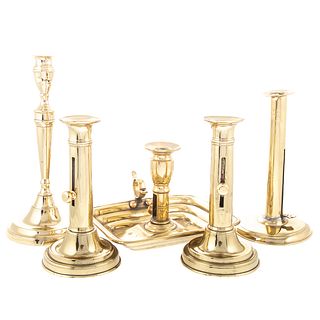 Five Assorted Brass Candlesticks