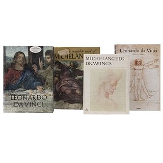 LIBROS SOBRE MIGUEL ÁNGEL Y LEONARDO DA VINCI: Michel Angelo Drawings/ Leonardo Da Vinci / Piezas: 4