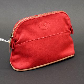 Hermes - Red Canvas Bolide Pouch 15