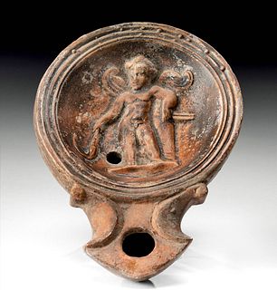 Charming Roman Pottery Oil Lamp Cupid / Eros