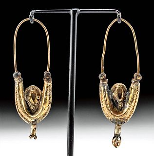 Matched Pair of Byzantine Gold Crescent Earrings - 15 g