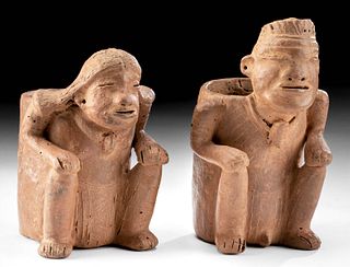 2 Calima Pottery Cargador Vessels - Man & Woman