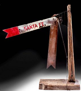19th C. American Sante Fe Railroad Wooden Sign