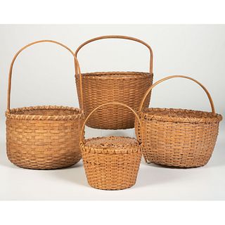 Four Splint Oak Baskets
